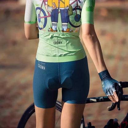 Women Bib Shorts - 3D Padded Cycling Shorts with Shoulder Straps