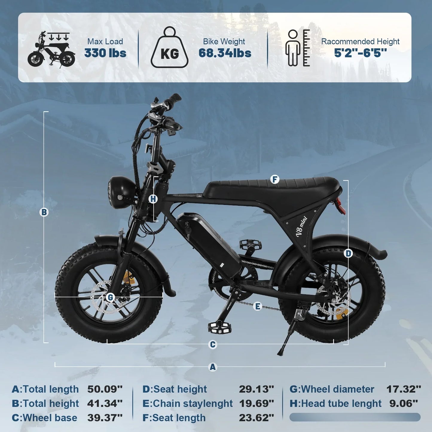 Ride Revolt® Mini V8 Electric Mountain Bike (500W)