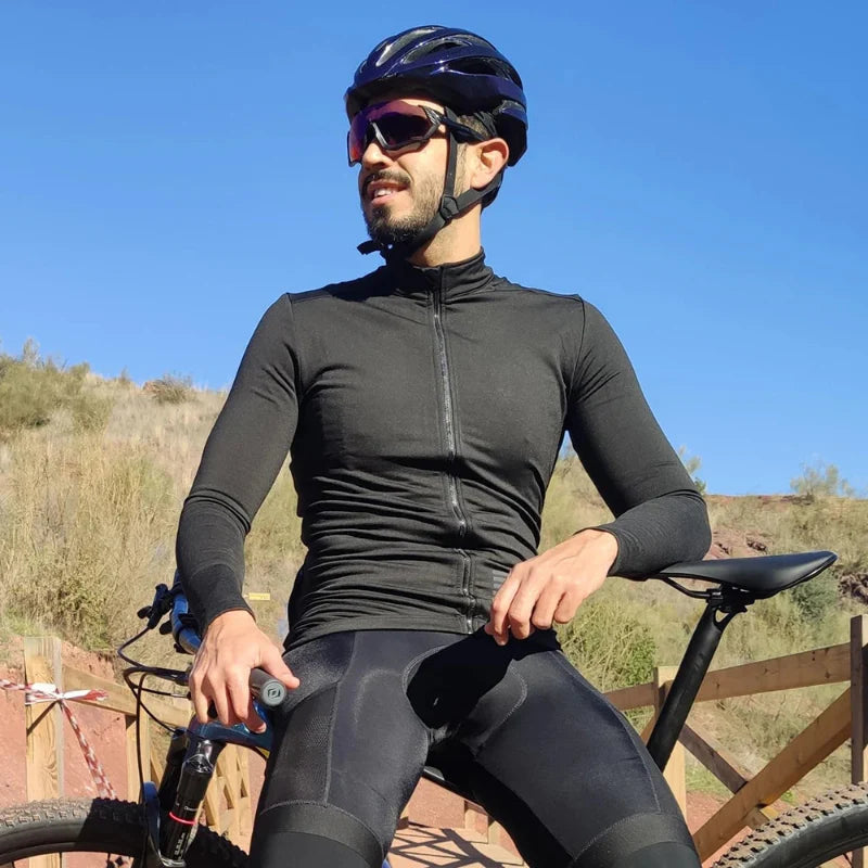 Cycling Jersey Long Sleeve Thermal Fleece Full-Zip