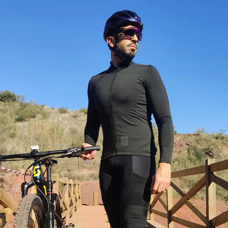 Cycling Jersey Long Sleeve Thermal Fleece Full-Zip